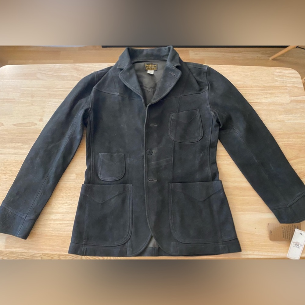 RRL Mens NWT suede sport coat / blazer size Small, black on brown color